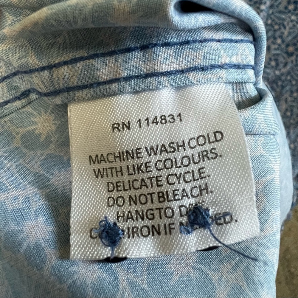 CON.STRUCT MEN'S DRESS SHIRT - 4 way stretch hibiscus leaves blue button down XL - Picture 8 of 9